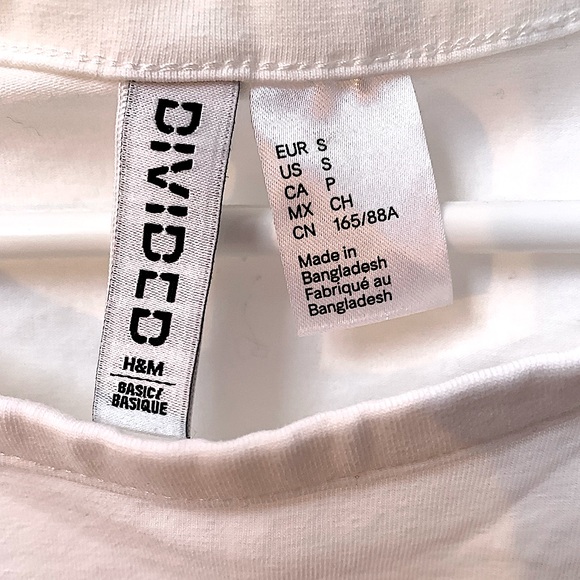 H&M Fitted Basic Cropped White T-Shirt | Women’s US Size S/P - Picture 5 of 5